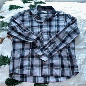 Men's L Sonoma lavender Blue and White Plaid Casual Shirt